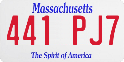MA license plate 441PJ7