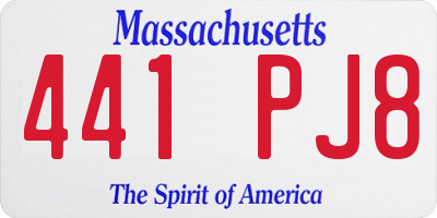 MA license plate 441PJ8