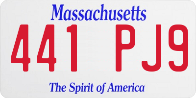 MA license plate 441PJ9