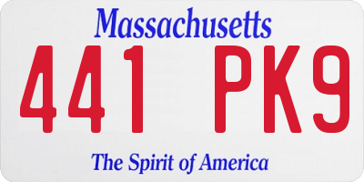 MA license plate 441PK9