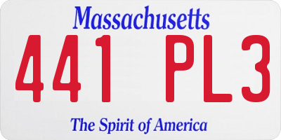 MA license plate 441PL3