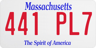 MA license plate 441PL7