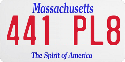 MA license plate 441PL8
