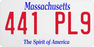 MA license plate 441PL9