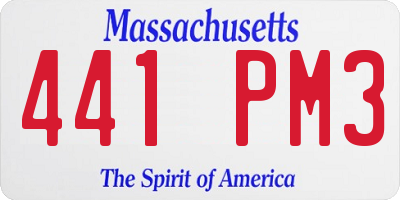 MA license plate 441PM3