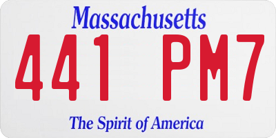 MA license plate 441PM7