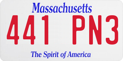 MA license plate 441PN3