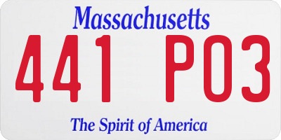 MA license plate 441PO3