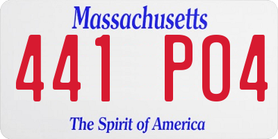MA license plate 441PO4
