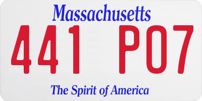 MA license plate 441PO7