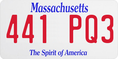 MA license plate 441PQ3