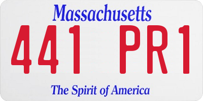 MA license plate 441PR1