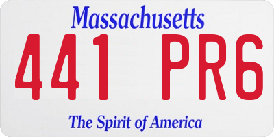 MA license plate 441PR6
