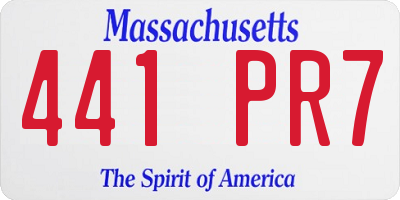 MA license plate 441PR7