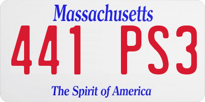 MA license plate 441PS3