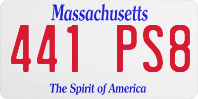 MA license plate 441PS8