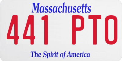 MA license plate 441PT0