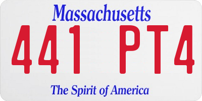MA license plate 441PT4