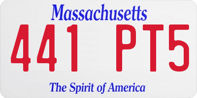 MA license plate 441PT5