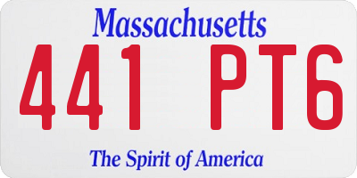 MA license plate 441PT6