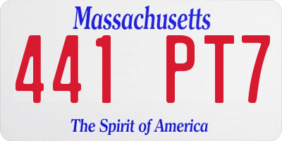 MA license plate 441PT7