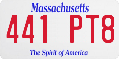 MA license plate 441PT8
