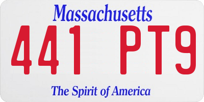 MA license plate 441PT9