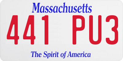 MA license plate 441PU3