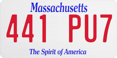 MA license plate 441PU7