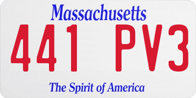 MA license plate 441PV3
