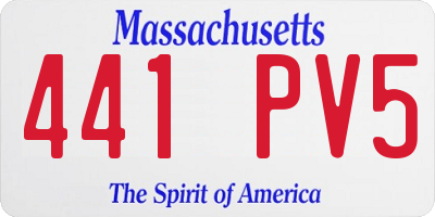 MA license plate 441PV5