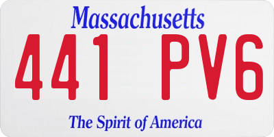 MA license plate 441PV6