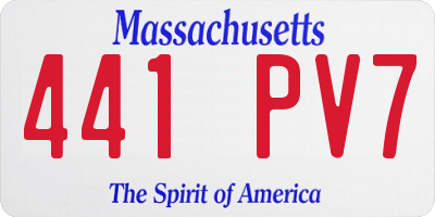 MA license plate 441PV7