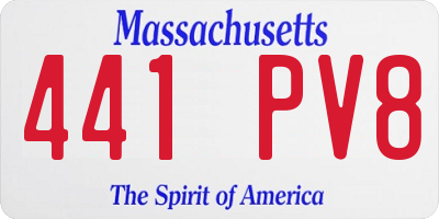MA license plate 441PV8