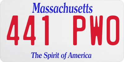 MA license plate 441PW0
