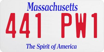 MA license plate 441PW1