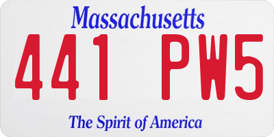 MA license plate 441PW5