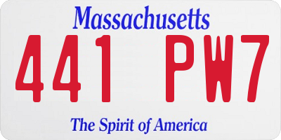 MA license plate 441PW7