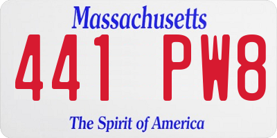 MA license plate 441PW8