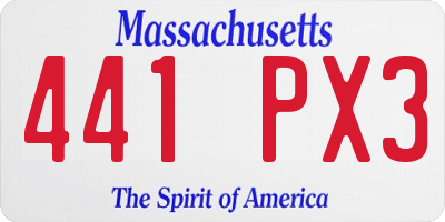 MA license plate 441PX3