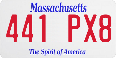 MA license plate 441PX8