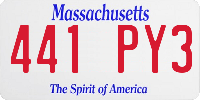 MA license plate 441PY3