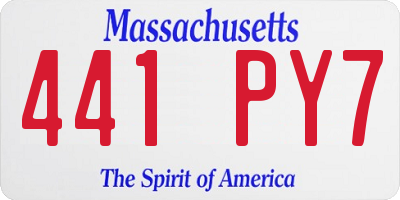 MA license plate 441PY7