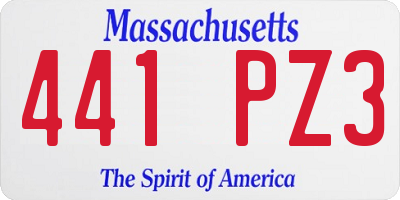 MA license plate 441PZ3