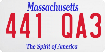 MA license plate 441QA3