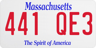 MA license plate 441QE3
