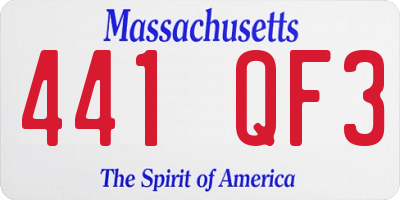 MA license plate 441QF3