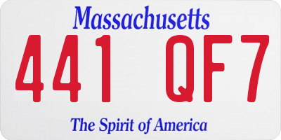 MA license plate 441QF7