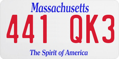MA license plate 441QK3