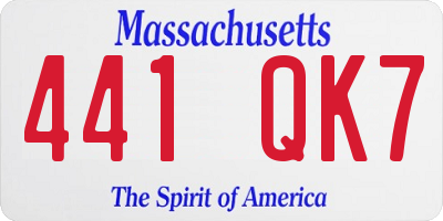 MA license plate 441QK7
